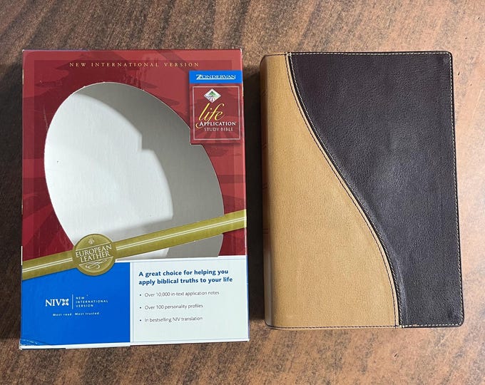 NIV 1984 Life Application Study Bible - Desert Sand / Port European Leather - Out of Print NIV 84