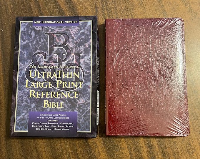 Sealed* NIV 1984 Large Print UltraThin Reference Bible - Burgundy Genuine Leather - Out of Print NIV New International Version