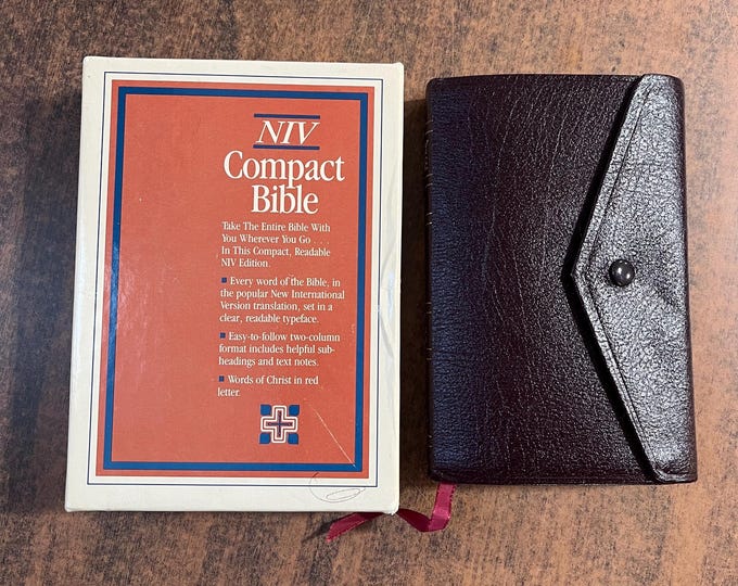 NIV 1984 Compact Bible - Burgundy Bonded Leather with Button Flap - Out of Print NIV Edition