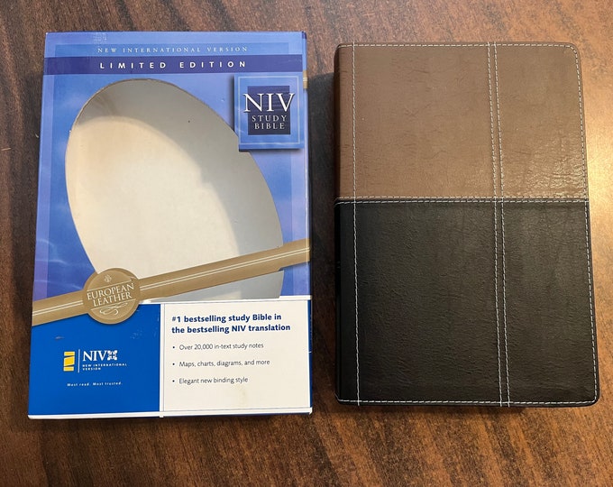 NIV 1984 Study Bible - Taupe / Black European Leather - Out of Print NIV, 2002 notes printed in the USA United States