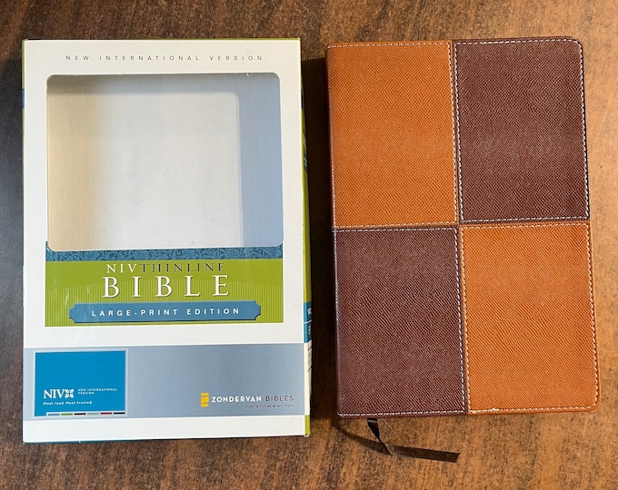 NIV 1984 Large Print Thinline Bible - Brown DuoTone - Out of Print NIV New International Version