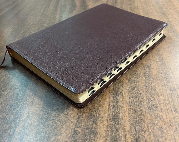 NIV 1984 Large Print Thinline Reference Bible Thumb Indexed - Burgundy Top Grain Genuine Leather -Out of Print NIV New International Version