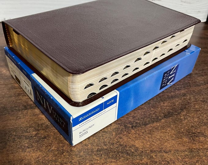 NIV 1984 Study Bible Thumb Indexed - Burgundy Bonded Leather - Out of Print NIV, 2002 notes-  printed in usa united states