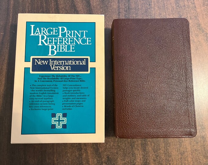 NIV 1984 Large Print Reference Bible Brown Bonded Leather Out