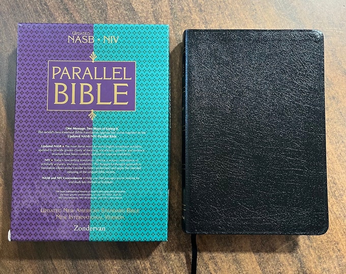 NIV 1984 / NASB 1995 Parallel Bible - Black Bonded Leather - out of print NIV, printed in usa united states of america
