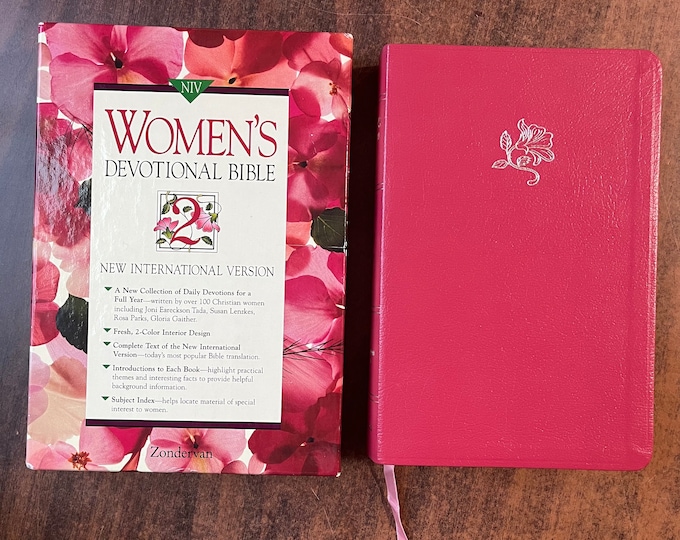 NIV 1984 Womens Devotional Bible - Raspberry Pink Bonded Leather - Out of Print NIV, OOP printed in united states of america