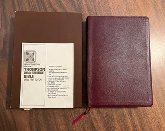 NIV 1978 (Pre 1984) Large Print Thompson Chain Reference Study Bible - Burgundy Top Grain Genuine Leather - Out of Print NIV