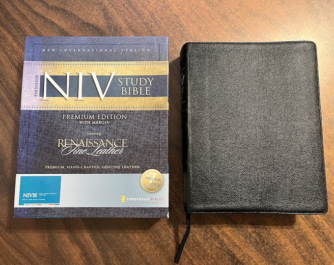 NIV 1984 Study Bible - Black Renaissance Fine Genuine Leather - Wide Margin Study Bible - Out of Print NIV, 2008 notes
