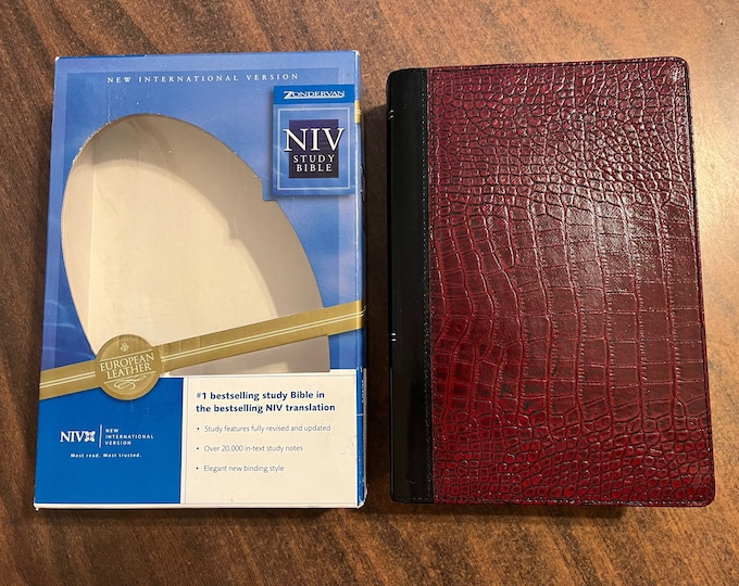 NIV 1984 Study Bible - Red Alligator / Black European Leather - Out of Print NIV, 2002 notes printed in the USA United States