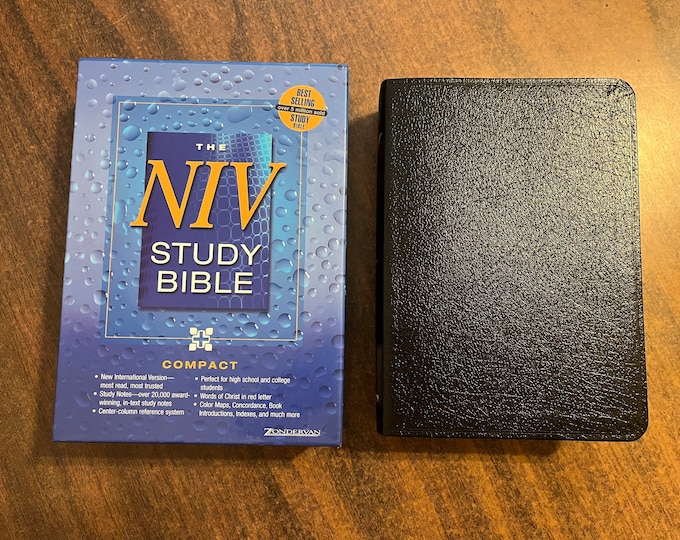 NIV 1984 Study Bible Compact Size - Black Bonded Leather - Out of Print NIV