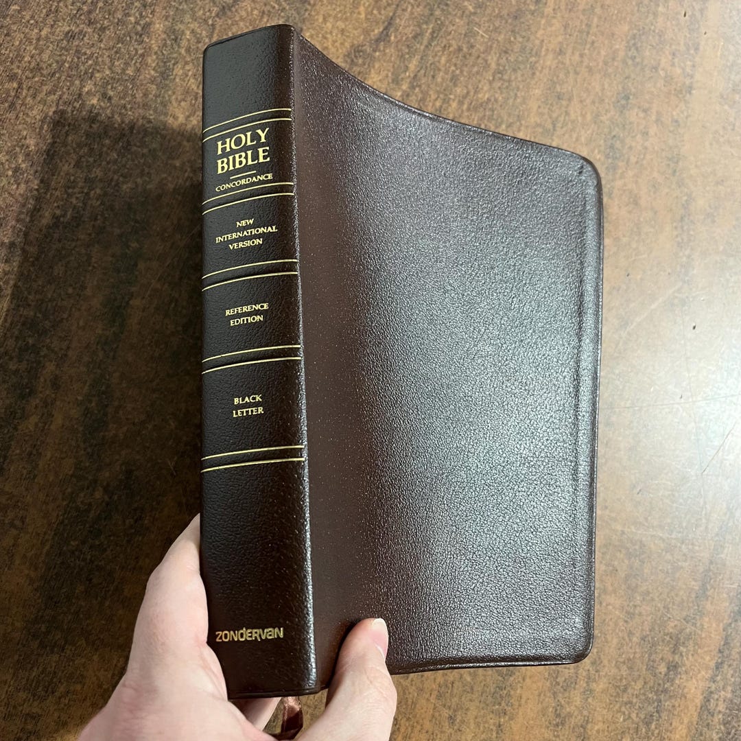 NIV 1984 Wide Margin Bible - Burgundy Top Grain Genuine Leather ...