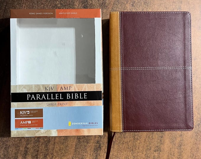 Amplified Classic 1987 / KJV Parallel Large Print Bible - Camel / Rich Red DuoTone - out of print AMPC