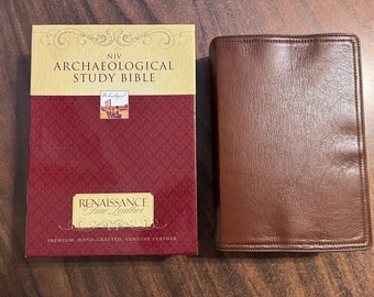NIV 1984 Archaeological Study Bible - Venetian Brown Renaissance Fine Genuine Leather - Out of Print NIV, Single column text