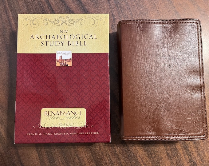 NIV 1984 Archaeological Study Bible - Venetian Brown Renaissance Fine Genuine Leather - Out of Print NIV, Single column text