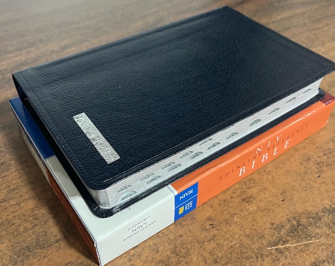 NIV 1984 Thinline Reference Bible Thumb Indexed - Navy Bonded Leather - Out of print NIV 84 - Center Column Reference