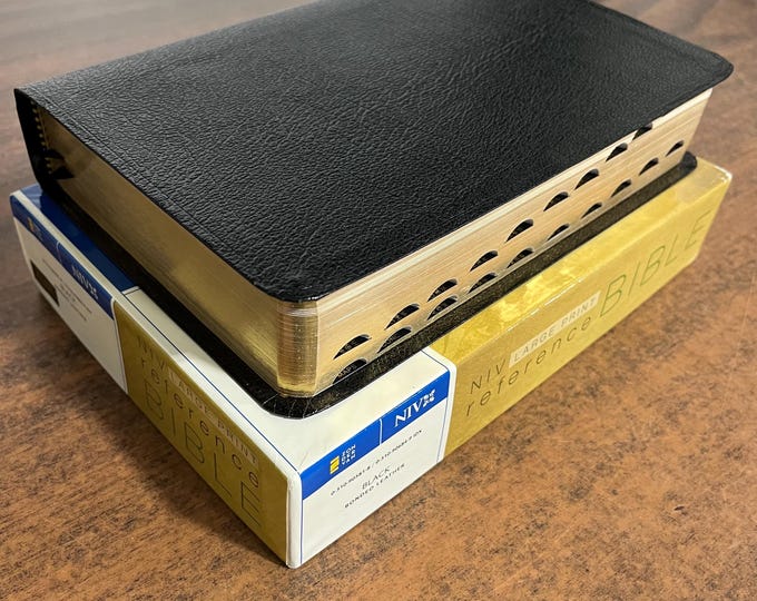 NIV 1984 Large Print Reference Bible Thumb Indexed - Black Bonded Leather - Out of Print NIV New International Version, printed in usa