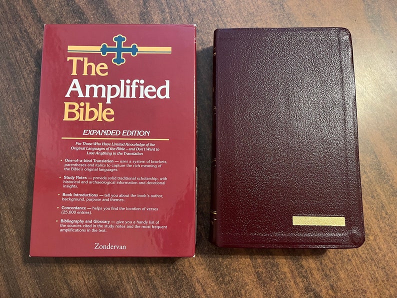 Amplified Classic 1987 Bible Burgundy Top Grain Genuine Leather Out of Print AMPC Etsy