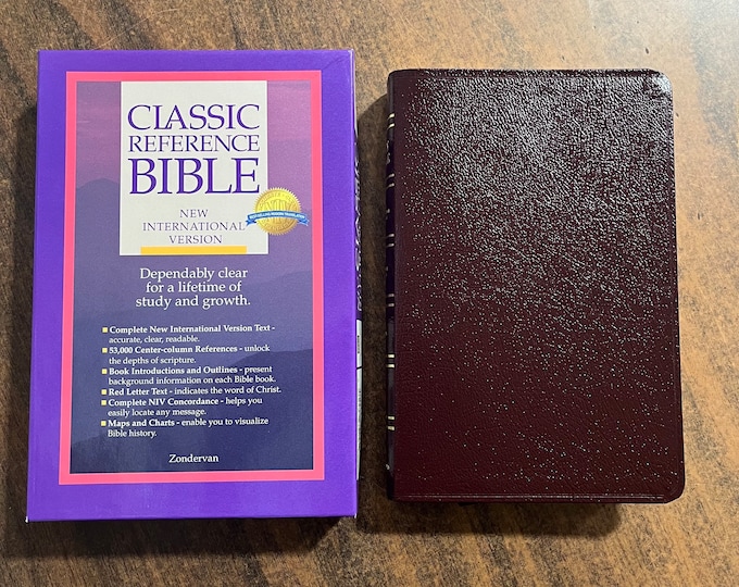 NIV 1984 Classic Reference Bible - Burgundy Bonded Leather - out of print NIV, Printed in United States of America USA, center column refere