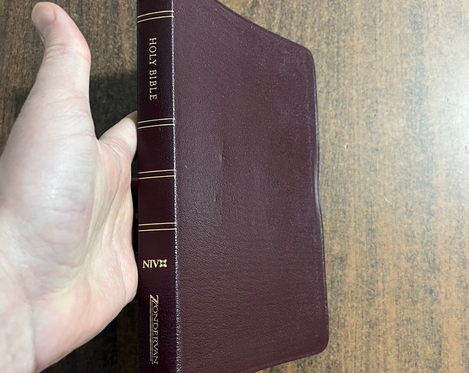 NIV 1984 Large Print Thinline Reference Bible - Burgundy Top Grain Genuine Leather -Out of Print NIV New International Version