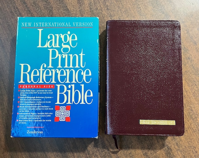 NIV 1984 Large Print Reference Bible - Burgundy Top Grain Genuine Leather - Out of Print NIV New International Version