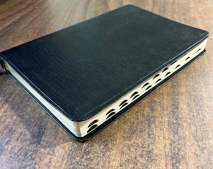 NIV 1984 Large Print Thinline Reference Bible Thumb Indexed - Black Top Grain Genuine Leather -Out of Print NIV New International Version