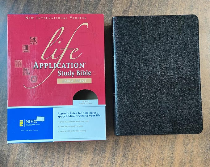 NIV 1984 Large Print Life Application Study Bible - Black Bonded Leather - Out of Print NIV 84, printed in united states usa