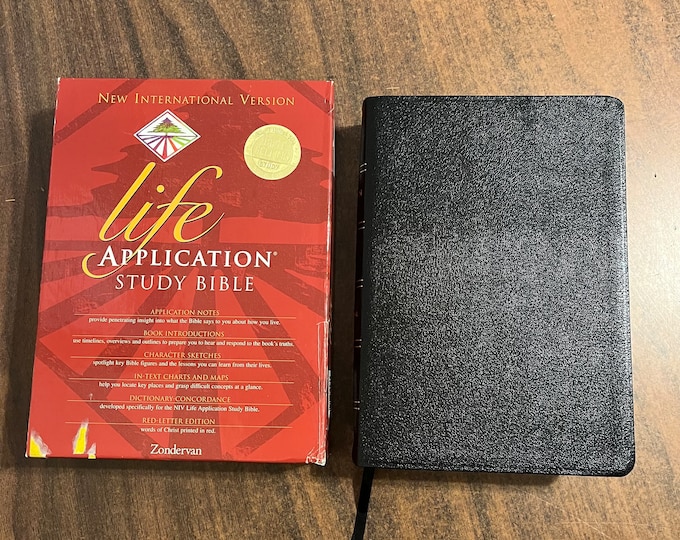 NIV 1984 Life Application Study Bible - Black Top Grain Genuine Leather - Out of Print NIV