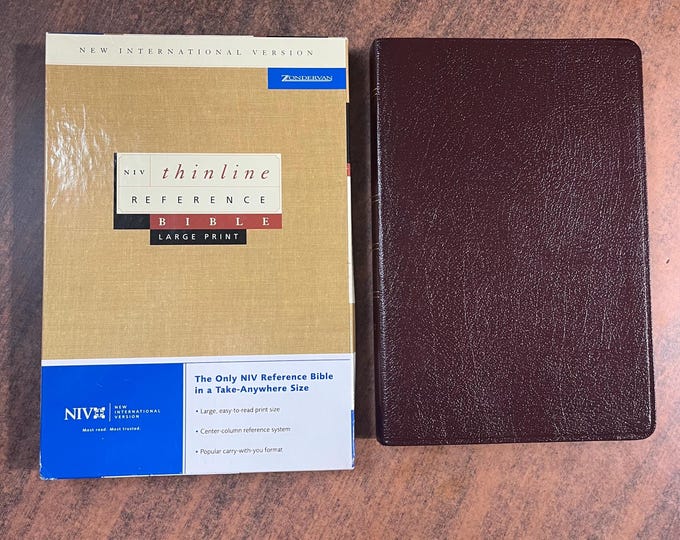 NIV 1984 Large Print Thinline Reference Bible - Burgundy Bonded Leather -Out of Print NIV NewInternational Version- 2002 Edition- 0310922097