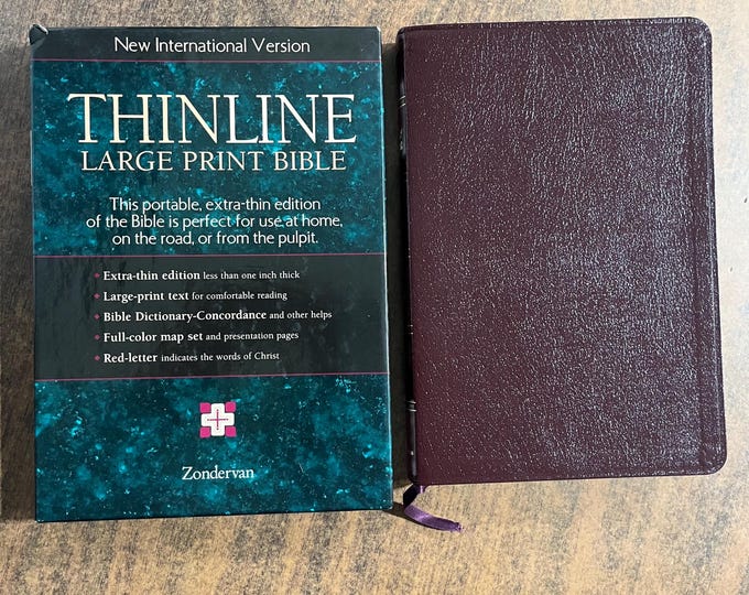 NIV 1984 Large Print Thinline Bible - Burgundy Bonded Leather - Out of Print NIV New International Version, 1996 printed in USA
