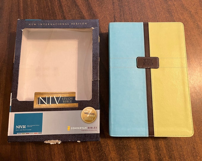 NIV 1984 Study Bible - Blue / Green DuoTone - Out of Print NIV