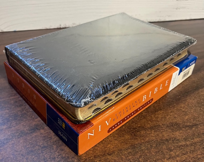 Sealed* NIV 1984 Large Print Thinline Reference Bible Thumb Indexed - Black Top Grain Genuine Leather, Center Column Reference -Out of Print
