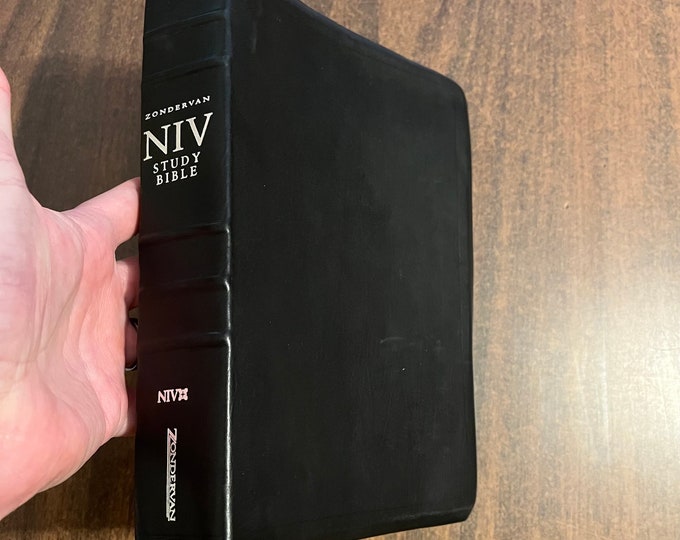 NIV 1984 Study Bible - Black Calfskin Genuine Leather - Out of Print NIV, 2002 notes printed in the USA United States