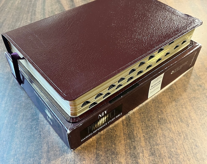 NIV 1984 Prophecy Study Bible Thumb Indexed with Marked Reference - Burgundy Bonded Leather - Out of Print NIV