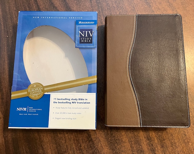 NIV 1984 Study Bible - Taupe / Mahogany European Leather - Out of Print NIV, 2002 notes printed in the USA United States