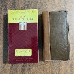 NIV 1984 Trimline Compact Bible - Sienna Brown Renaissance Fine Genuine Leather - Out of Print NIV