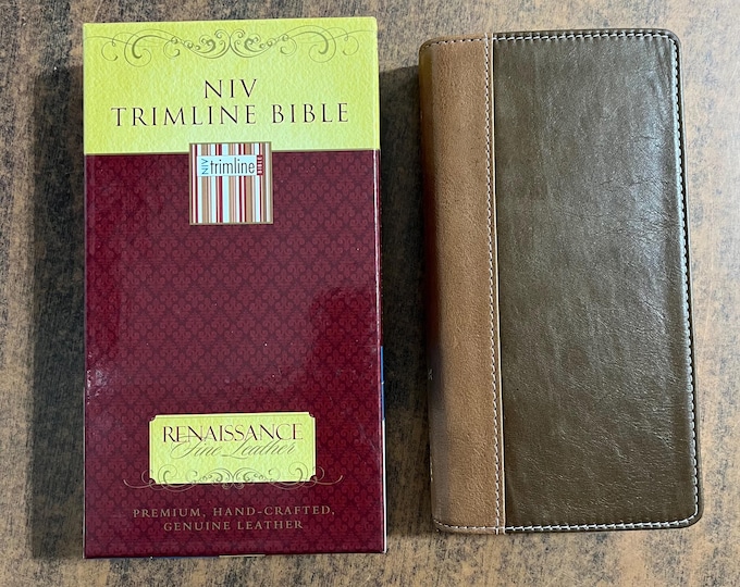 NIV 1984 Trimline Compact Bible - Sienna Brown Renaissance Fine Genuine Leather - Out of Print NIV