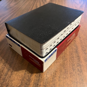 NIV 1984 Large Print Life Application Study Bible Thumb Indexed - Black Bonded Leather - Out of Print NIV 84, printed in united states usa
