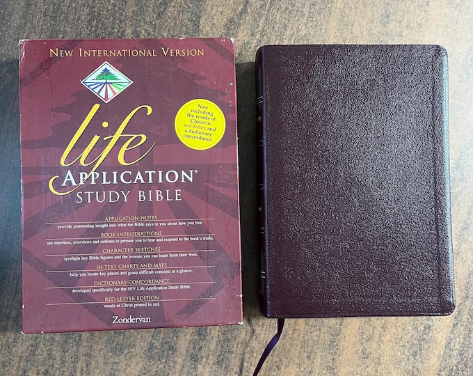 NIV 1984 Life Application Study Bible - Burgundy Top Grain Genuine Leather - Out of Print NIV 84 0310919894
