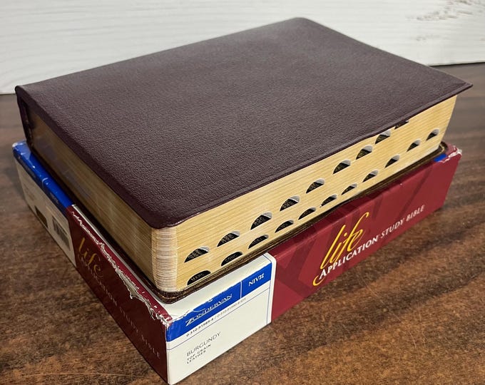 NIV 1984 Life Application Study Bible Thumb Indexed - Burgundy Top Grain Genuine Leather - Out of Print NIV 84 Printed in USA 0310919894