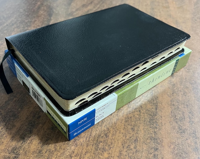 NIV 1984 Thinline Bible Thumb Indexed - Black Bonded Leather - Out of Print New International Version