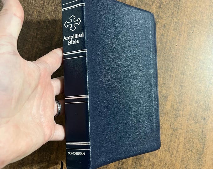 Amplified Classic 1987 Bible, Standard Size - Navy Blue Genuine Leather - out of print AMPC
