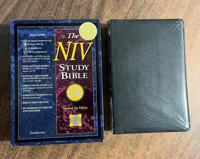 Sealed** NIV 1984 Study Bible - Black Top Grain Genuine Leather - Out of Print NIV, 1995 notes