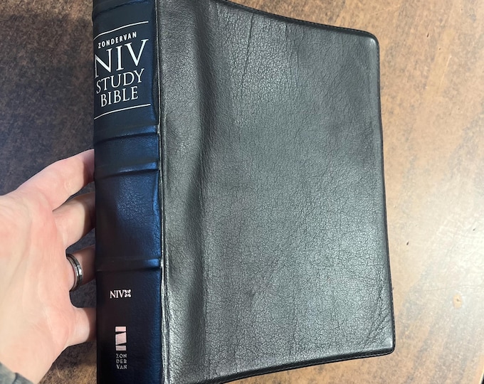 NIV 1984 Study Bible - Black Renaissance Fine Genuine Leather - Wide Margin Study Bible - Out of Print NIV, 2008 notes
