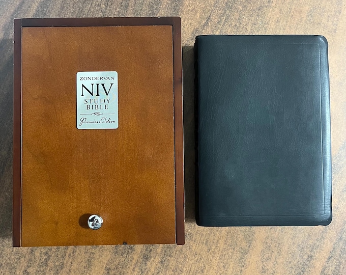 NIV 1984 Study Bible - Black Calfskin Genuine Leather - Out of Print NIV, 2002 notes printed in the USA United States, 0310929628