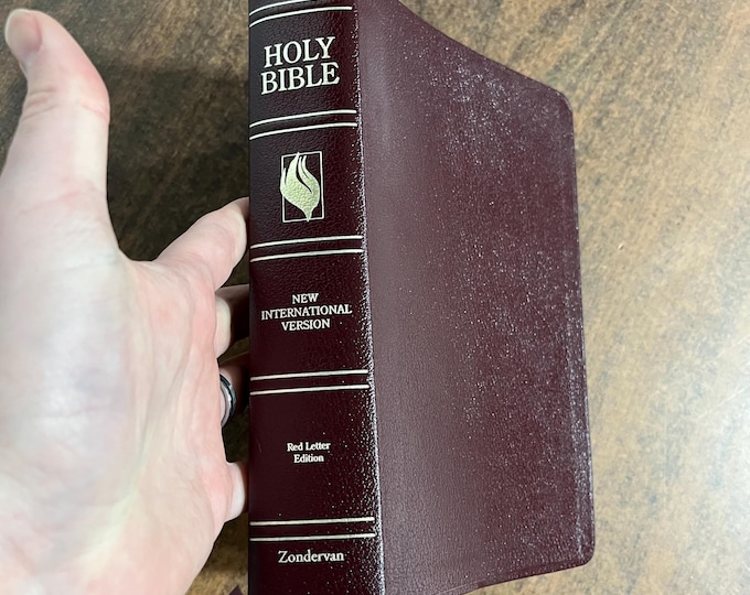 NIV 1984 Full Life Study Bible - Burgundy Genuine Leather - Out of Print NIV, Donald Stamps c 1992