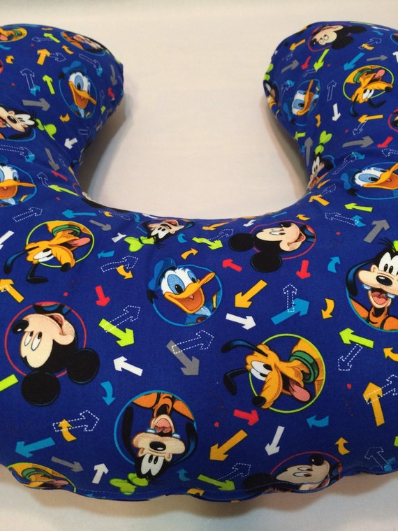 Nursing Pillow Cover Nursery Bedding Blue Watercolor Mickey Mouse