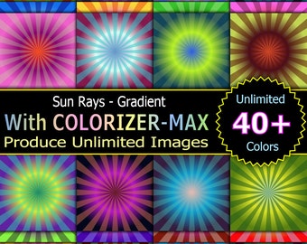 Sun Rays - Gradient Color,  digital paper, sun ray digital paper,printable sunray scrapbook paper, rays of the sun image, colorizer-max