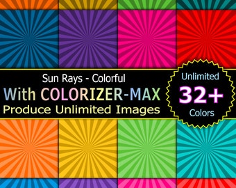 Sun Rays - Colorful, starburst digital paper, sun ray digital paper,sunburst sunray scrapbook paper, rays of the sun image, colorizer-max