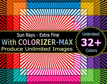 Sun Rays - Extra Fine, starburst digital paper, sun ray digital paper,printable sunray scrapbook paper, optical illusion, colorizer-max