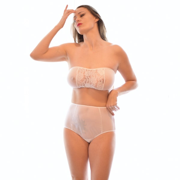 White Sheer High Waist Panties, Sheer Panties, Sheer Lingerie, Plus Size Lingerie, Sexy Lingerie, Plus Size Panties, See Through Lingerie